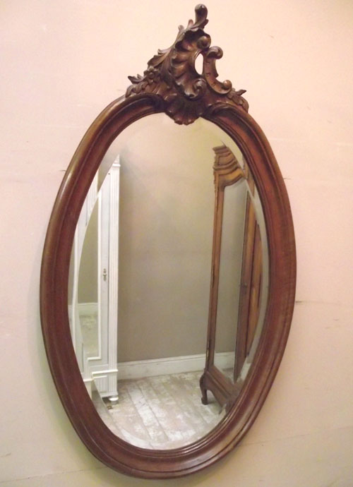 oval rococo wooden  mirror